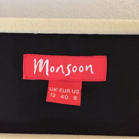 MONSOON Black chiffon dress pink flowers US8 EU40 - Picture 6 of 8